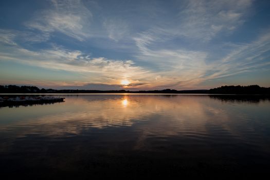 Sunset at lake Murner See in Bavaria