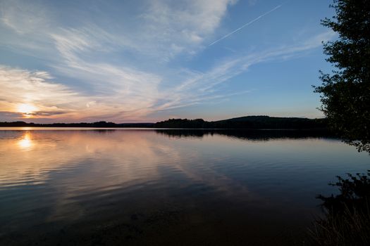 Sunset at lake Murner See in Bavaria