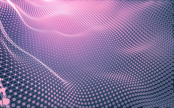 Abstract polygonal space low poly dark background with connecting dots and lines. Connection structure. 3d rendering