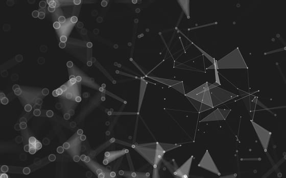 Abstract polygonal space low poly dark background with connecting dots and lines. Connection structure. 3d rendering