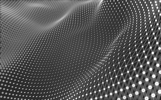 Abstract polygonal space low poly dark background with connecting dots and lines. Connection structure. 3d rendering