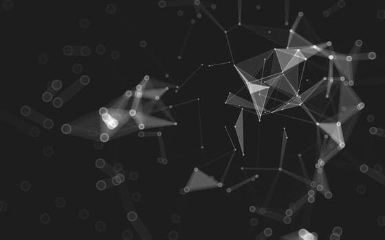 Abstract polygonal space low poly dark background with connecting dots and lines. Connection structure. 3d rendering