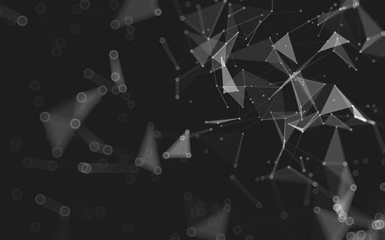 Abstract polygonal space low poly dark background with connecting dots and lines. Connection structure. 3d rendering