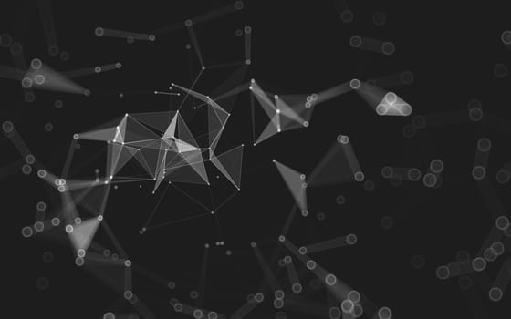 Abstract polygonal space low poly dark background with connecting dots and lines. Connection structure. 3d rendering