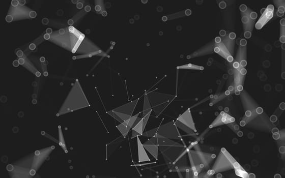 Abstract polygonal space low poly dark background with connecting dots and lines. Connection structure. 3d rendering