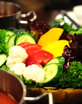 Dishes prepared with vegetable hot pot