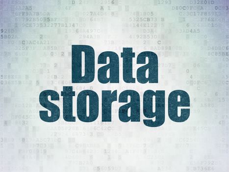 Data concept: Painted blue word Data Storage on Digital Data Paper background