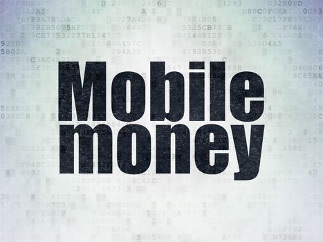 Money concept: Painted black word Mobile Money on Digital Data Paper background