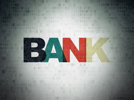 Currency concept: Painted multicolor text Bank on Digital Data Paper background