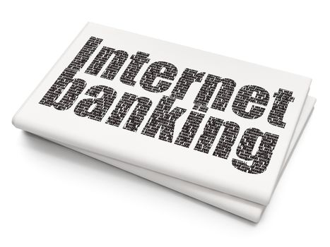 Currency concept: Pixelated black text Internet Banking on Blank Newspaper background, 3D rendering