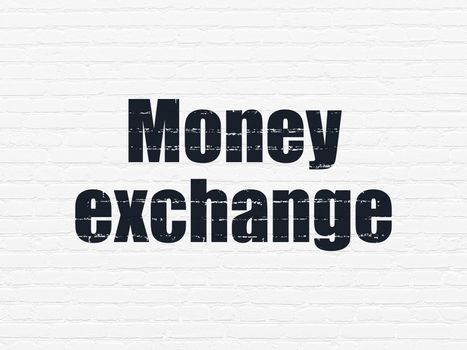 Banking concept: Painted black text Money Exchange on White Brick wall background