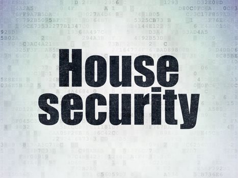 Protection concept: Painted black word House Security on Digital Data Paper background