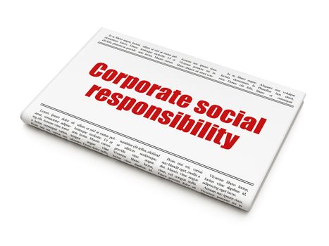 Business concept: newspaper headline Corporate Social Responsibility on White background, 3D rendering
