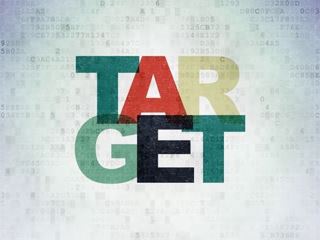 Finance concept: Painted multicolor text Target on Digital Data Paper background