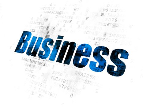 Business concept: Pixelated blue text Business on Digital background