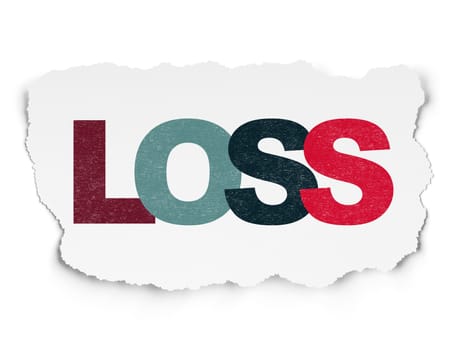 Business concept: Painted multicolor text Loss on Torn Paper background