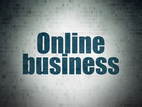 Finance concept: Painted blue word Online Business on Digital Data Paper background