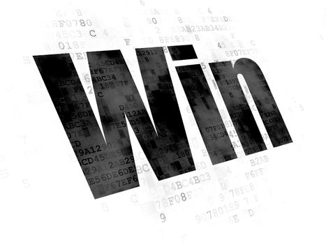 Finance concept: Pixelated black text Win on Digital background