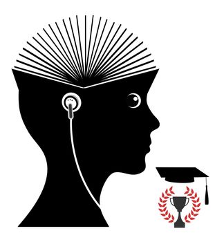 Student listening to audio book to prepare for exams