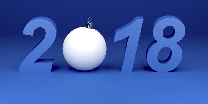 3D illustration of happy new year 2018, greeting card 