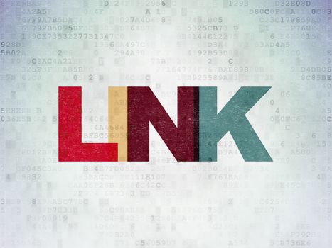 Web design concept: Painted multicolor text Link on Digital Data Paper background