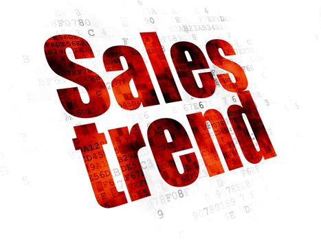 Marketing concept: Pixelated red text Sales Trend on Digital background