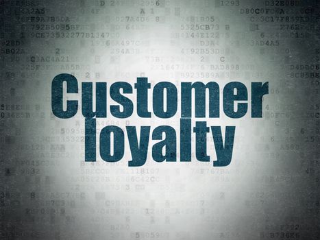 Advertising concept: Painted blue word Customer Loyalty on Digital Data Paper background