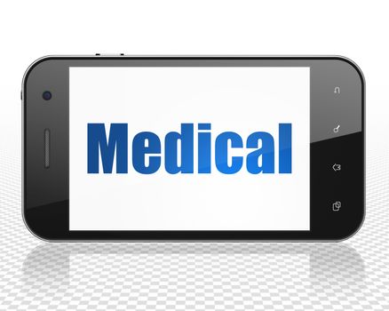 Healthcare concept: Smartphone with blue text Medical on display, 3D rendering