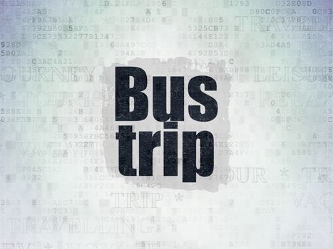 Travel concept: Painted black text Bus Trip on Digital Data Paper background with   Tag Cloud