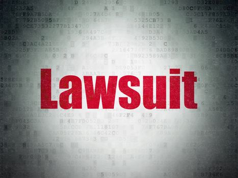 Law concept: Painted red word Lawsuit on Digital Data Paper background