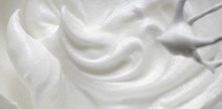 Macro Whipped egg whites for cream 