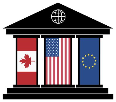 Symbol of the global power of the financial partnership between America, Canada and the European Union