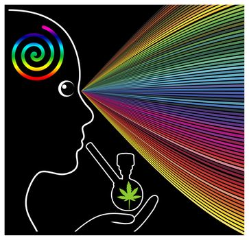 Woman experiencing the psychedelic effects of marijuana on her brain