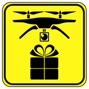 Concept sign of a flying robot to deliver parcels