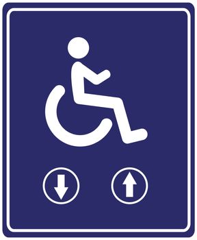 Sign for people with mobility problems to use escalator instead of stairs