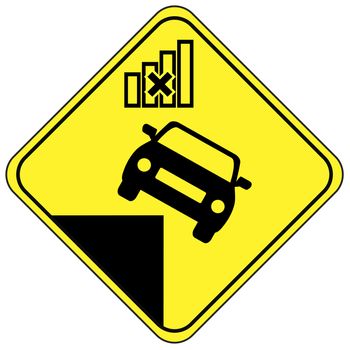 Concept sign of a self driving vehicle in danger due to technical defect