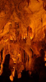 Interior view to Grutas Mira de Aire cave in Portugal