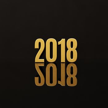 Gold Happy New Year 2018 Text Design 3D Illustration, Golden 2018 Happy New Year Festive Background for Your Seasonal Flyers and Greetings Card or Christmas Themed Invitations, 2018 3D Numbers