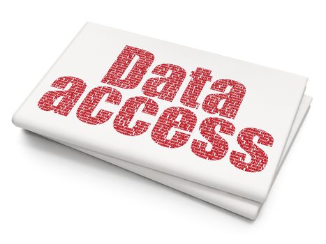 Data concept: Pixelated red text Data Access on Blank Newspaper background, 3D rendering