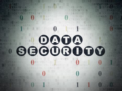 Protection concept: Painted black text Data Security on Digital Data Paper background with Binary Code