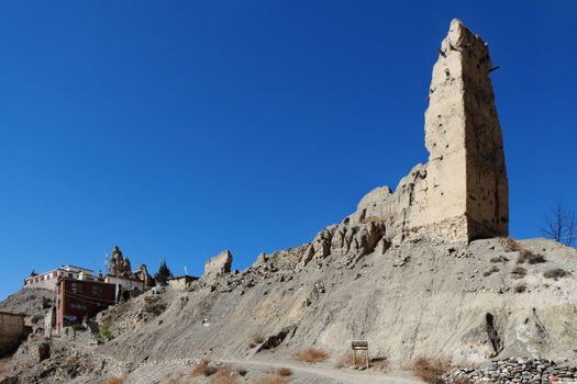 The ruins of an ancient Buddhist monastery next to the current near Jarkot