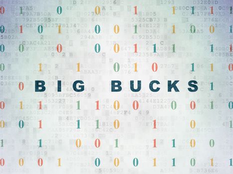 Finance concept: Painted blue text Big bucks on Digital Data Paper background with Binary Code