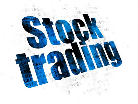 Business concept: Pixelated blue text Stock Trading on Digital background