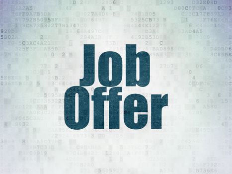 Business concept: Painted blue word Job Offer on Digital Data Paper background