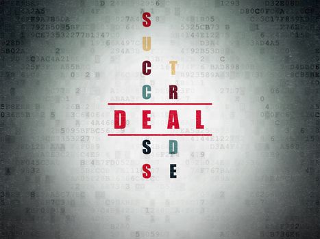 Business concept: Painted red word Deal in solving Crossword Puzzle on Digital Data Paper background