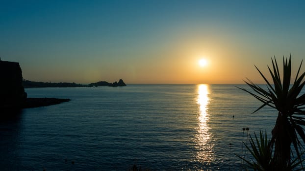 The sunset on the sea of sicily