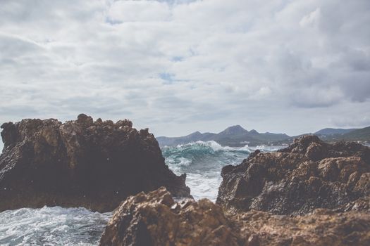 Wave on the coast of Mallorca
