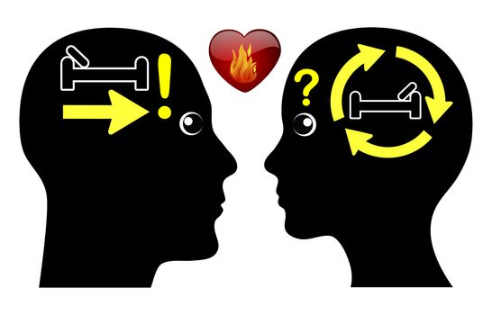 Gender differences in sexual attitudes when man and woman fall in love