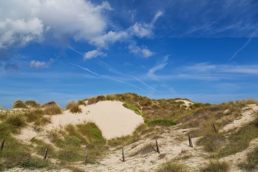 Dunes of Cala Mesquida, Mallorca with a blue sky