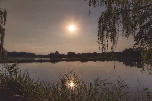 Sunset at the  lake Murner See in Wackersdorf, Bavaria